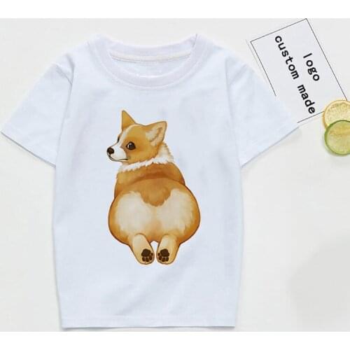 Kids Boys T-shirts Baby Cute Corgi Tops Children Animal Short Sleeve Sweatshirt 2 3 4 5 6 7 8 Years Harajuku Boy Girl T Shirts