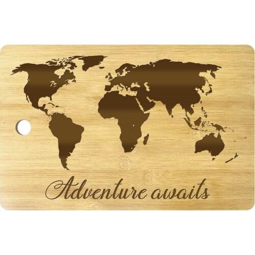 Adventure Awaits Laser Engraved World Map Cutting Board Travel Map Wood Kitchen Chopping Board Butcher Block Bridal Shower Gift