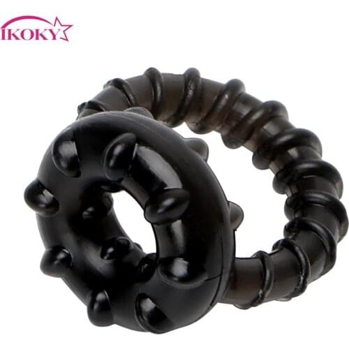IKOKY Dual Penis Ring Male Erection Stretcher Sex Toys for Men Cock Ring Delay Ejaculation Erotic Toys
