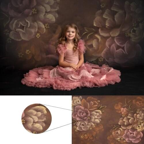 Newborn floral portrait photography backdrop oil painting flowers photo booth background studio kids girls background photocall