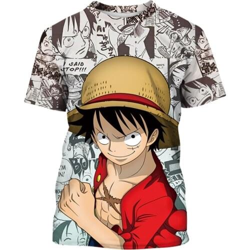 Boys and Girls O-neck 3D Digital Print Lufei Design Short Sleeve Casual Cartoon Summer T-shirts Kids Streetwear T-shirts