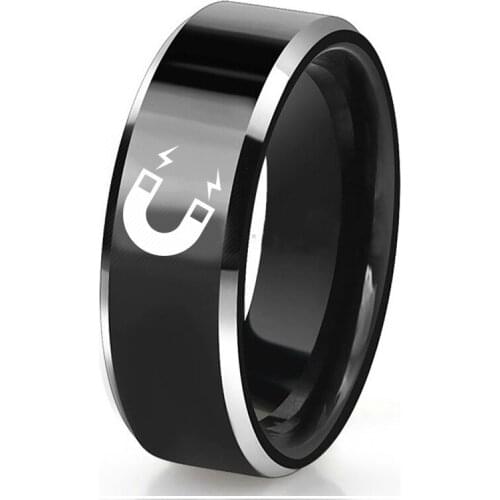Engrave Laser Magnetic Unique Rings 8MM Black Tungsten Rings Fashion Jewelry Your Logo Support