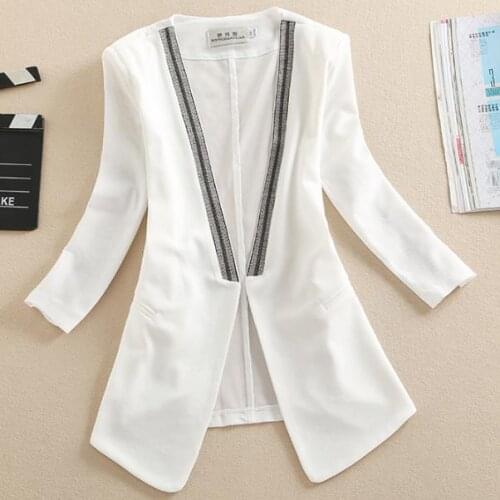 Plus size 4XL summer new short Slim cardigan mesh beading patchwork three quarter suit female thin tops shawl suit