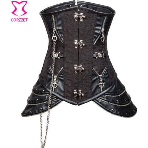 Burlesque Gothic Clothing Women Black Steampunk Corset Underbust Steel Boned Corsets And Bustiers Plus Size Waist Trainer 6XL