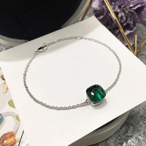 Hot Brand 22 Colors Style Original Crystal Precious Stone Bracelet Silver Plated Charms Thin Chain Bracelets For Women
