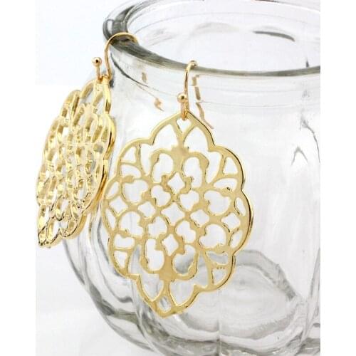 Fashion Simple Gold Plated Hollow Earrings Bohemian Moroccan Dangle Pendant Earrings Bridal Wedding Jewelry Anniversary Gift