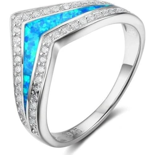 Fashion Women Rings V-Shape Shine Wedding Band Engagement Rings For Women Jewelry Valentine Day Gift Accessories