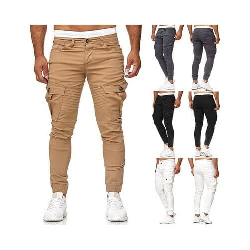 Men cargo pants sweatpants casual outdoor European Size Autumn Plus Size Men Fashion Fold Stitching Casual Trousers Mail Pants