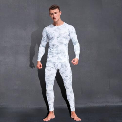 Mens Sports Running Set Compression Shirt Pants Skin-Tight Long sleeves fitness rashguard MMA Training Clothes Gym Yoga Suits