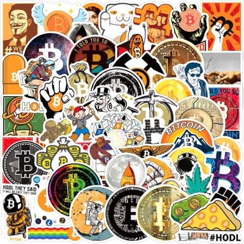 10/30/50pcs/Set Funny Mining bitcoin Decal Stickers For Skateboard Helmet Gift Box Bicycle Computer Notebook Car Childrens Toys