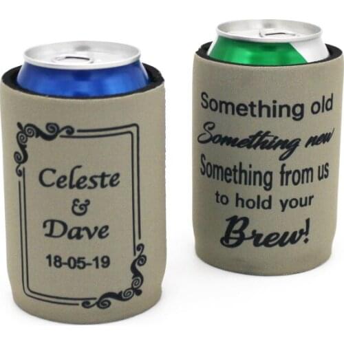 200 Pieces Custom Logo Neoprene Beer Can Holder Stubby Cooler Ice Packs For Wine Cooler Bag Insulated Can Sleeve Wedding Gifts