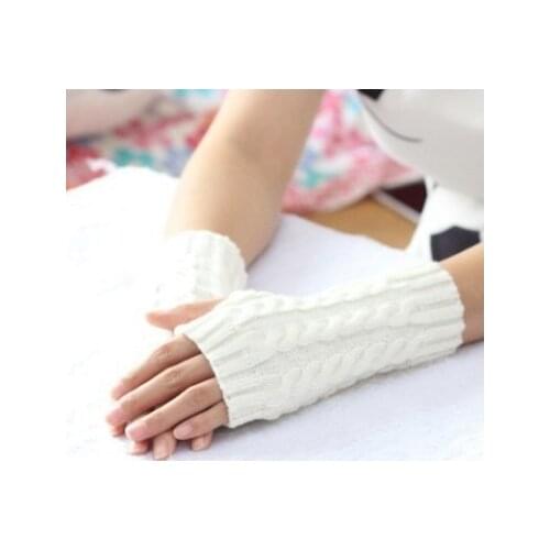 New Warm Women Semi-Long Autumn Winter Knitted Gloves Half Fingered Gloves Hand Warmer Girls Soft Mitten Arm Sleeves Glove Gift