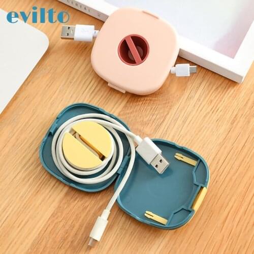 New Rotatable Data Cable Organizer Square Wire Cable Clips Storage Box USB Charging Data Line Winder Protable Manageme Hoder