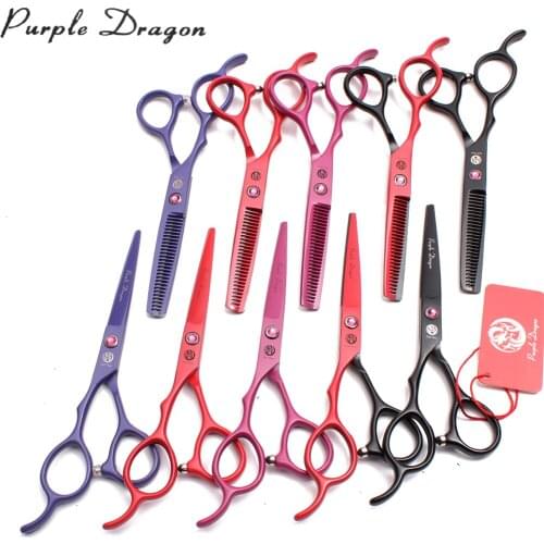 Left-Hand 5.5" 6" Stainless Purple Dragon Dogs Grooming Scissors Cutting Scissors Thinning Shears Professional Pets Shears Z8001