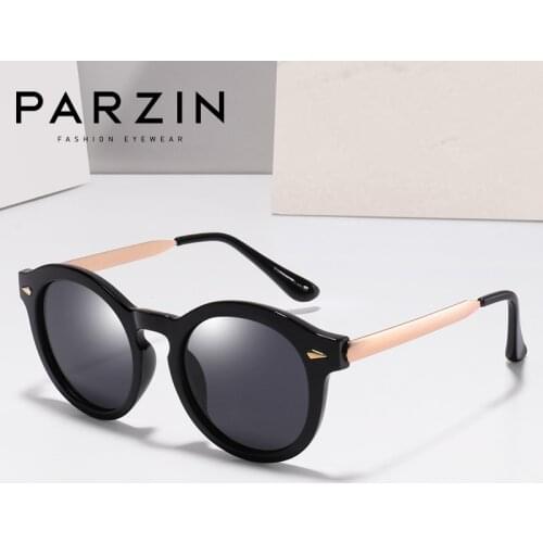 PARZIN Polarized Sunglasses Women Cat Ear Metal Design Retro Spectacles Sun Glasses with Case UV400 Sonnenbrille Damen 9820