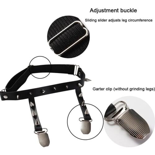 Punk Gothic Sexy Elasticity Harness Rivet Leg Chain Garter Belts Cosplay Spike Thigh Ring Bondage Stockings Belts Suspender