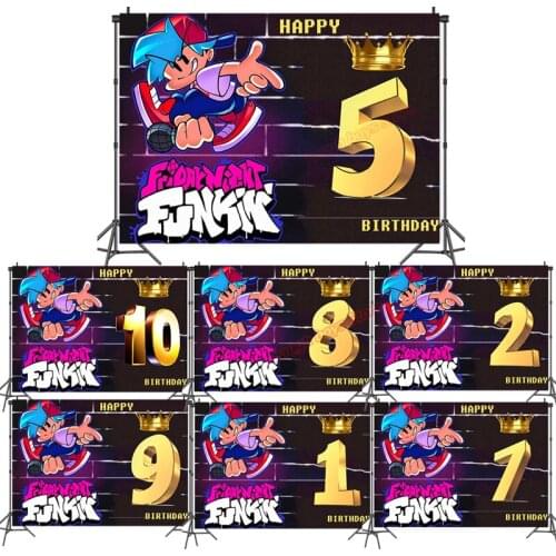 Friday Night Funkin Party Backgroud FNF Christmas Birthday Boyfriend Backdrop Theme Layout Game Decoration Supplies Gift