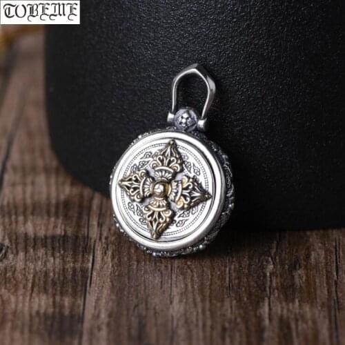 Handmade 925 Silver Tibetan Dorje Pendant 925 Sterling Buddhist Vajra Pendant Solid Silver Tibetan Good Luck Amulet Pendant