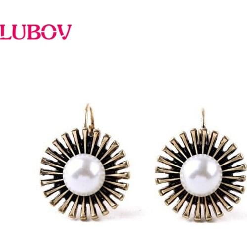 1Pair of Women Round Pearl Alloy Stud Earrings Brinco China Jewelry Factory Wholesale