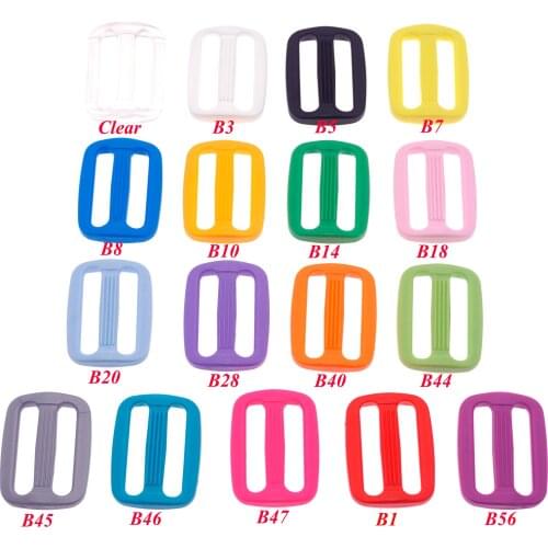 SUTOYUEN 85pcs Colorful Plastic Tri Glides Slider Adjustable Buckles Clasps For Backpacks Bags Straps Dog Collar Accessory 25mm