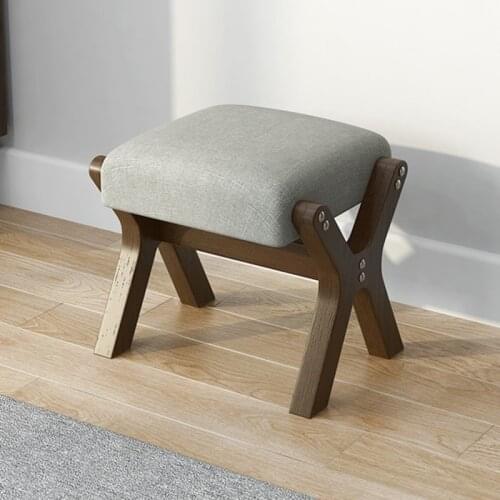 High quality solid wood cotton linen small stool household X-shaped structure bench solid wood low stool solid durable wooden st