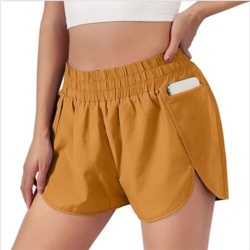 2021 New Tummy Control Shorts For Women With Phone Pockets Workout Running Sports Double Layer Shorts With Pockets