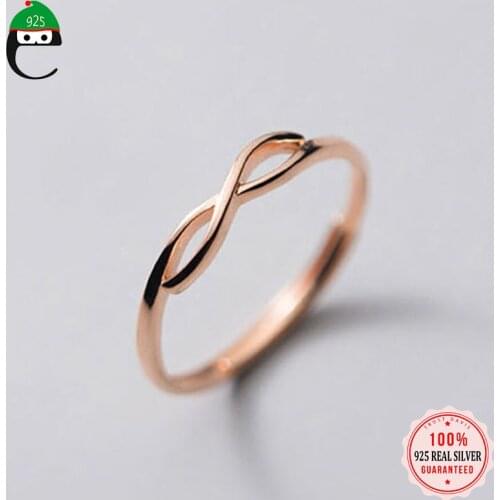 ElfoPlataSi Real 925 Sterling Silver Fashion Cross Infinite Adjustable Ring For Women Wedding Valentines Day Fine Jewelry DD837
