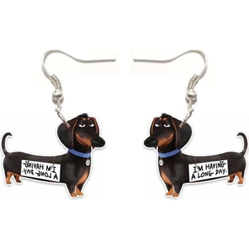 1 Pair Dogs Acrylic I Am Having A Long Day Dog Earrings Womens Jewelry Gifts for Women Kids Love Charm Pet Cute Earring Not 3D