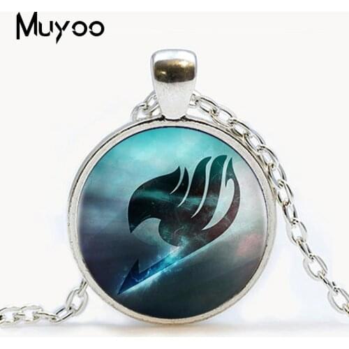 1pcs/lot 9 Styles Fairy Tail Logo Pendant Necklace for Woman/Men Cabochon Vintage Black Chain DOTA Statement Necklace HZ1