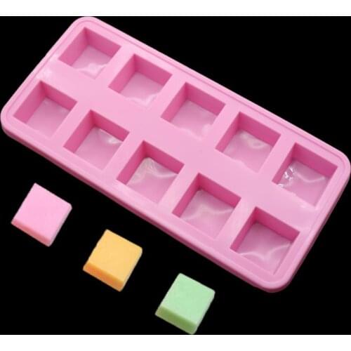 10 Cavity Square Handmade Soap Silicone Mold Decorative Kitchen Making A Cake Baked Chocolate Fudge Food Forming Tool