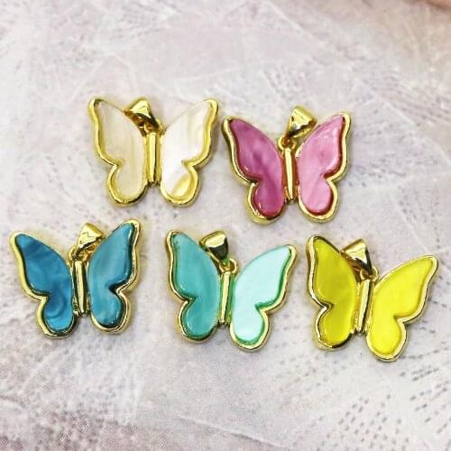 10 Pcs Tiny butterfly pendant accessories for necklace making Rainbow color jewelry chain Fashion jewelry 7204