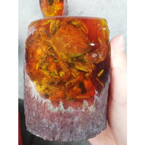 100% Natural Amber crab Statue Furnishing articles home decoration