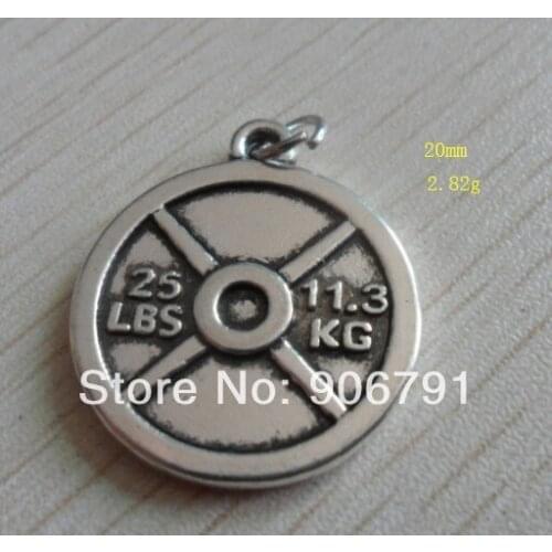 50pcs a lot fashion design sport 25LBS and 11.3KG weight plate weightlifting charms