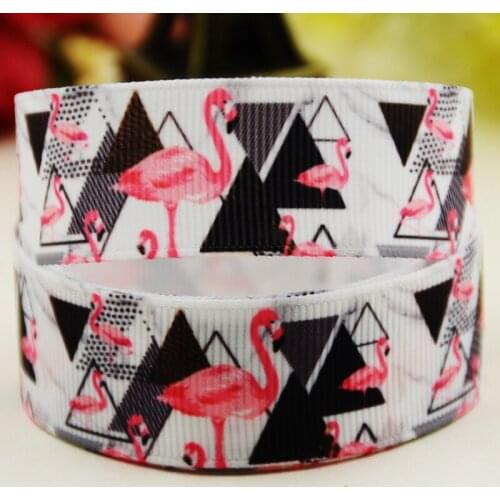 22mm 25mm 38mm 75mm Flamingo Cartoon printed Grosgrain Ribbon party decoration 10 Yards X-02863