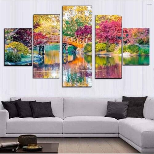 Full Drill landscape Mosaic Round Diamond Painting lake Bridge Diamond Embroidery Cross Stitch Kit Diamond Art Rhinestones