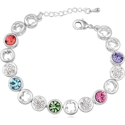 11.11 New Square Designer Summer Bracelets for Women Wedding Bijoux Fashion Austrian Crystal Girls Plant Bracelet Jewellery Gift