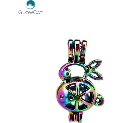 C71 5pcs/lot COLORS Multicolor Long Ear Animal Rabbit bead cage Pendant Pearl Locket Fairytale Party