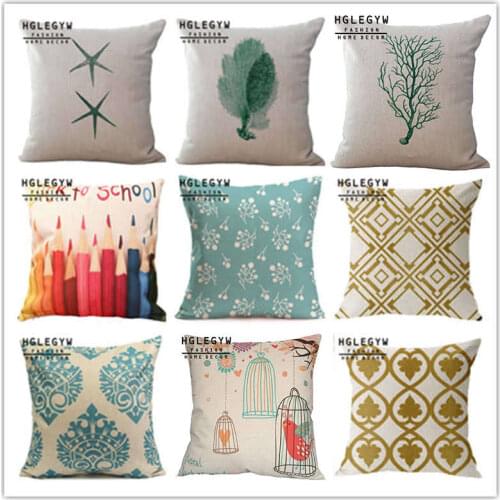 18" Undersea World Ethnic Pillow Case Throw Pillowcase Cotton Linen Printed Pillow Covers Office Home Textile