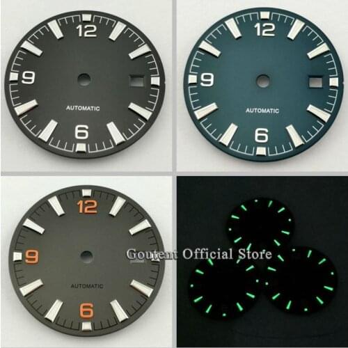 Goutent Sterile 31mm Watch Dial Green Luminous Blue/Black/Grey Dial Fit ETA 2836/2824 DG2813/3804 Miyota 8215 821A 8205 movement