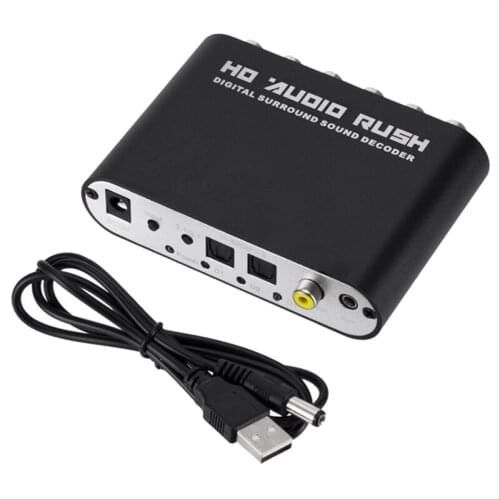 JABS Digital 5.1 Audio Decoder Dolby Dts/Ac-3 Optical To 5.1-Channel RCA Analog Converter Sound Audio Adapter Amplifier