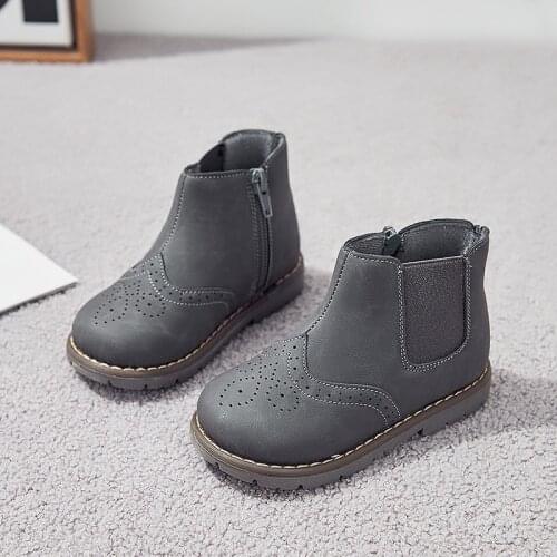 Children Shoes Girls Snowboots Kids Boots Brogues Chaussure Fille Villi Lining Grey Boot For Autumn Winter Nonslip Shoes