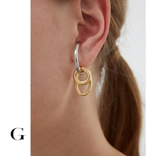 GHIDBK Design Adjustable Gold Silver Color Mixed Asymmetry Cartilage Earrings Minimalist Street Style Ear Cuff Jewelry Wholesale