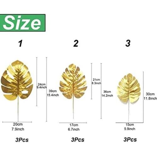 Artificial Leaves Gold Palm Leaves Golden Tropical Plants Palm Leaves for Wedding Home DIY Decorations Supplies