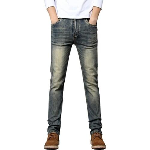 2021 Autumn Classic Vintage Men Jeans Regular Straight Slim jean Daily Casual Mid Waist Denim Pant For Mens Clothing
