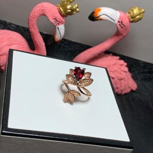 925 Silver Garnet Ring for Daily Wear 6mm*8mm Natural Garnet Silver Ring Stelring Silver Garnet Jewelry