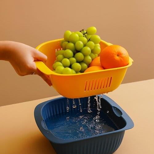 Kitchen Drain Basket Bowl Rice Washing Colander Baskets Kitchen Strainer Vegetable Washing Basket Multi-Functional Fruit Basket