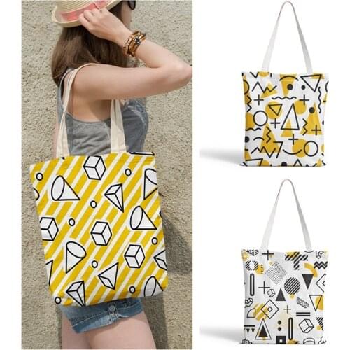 Lightweight Canvas Shopping Bags Female Eco Reusable Foldable Shoulder Bag Women Funny Handbag Supermarket Tote Bag