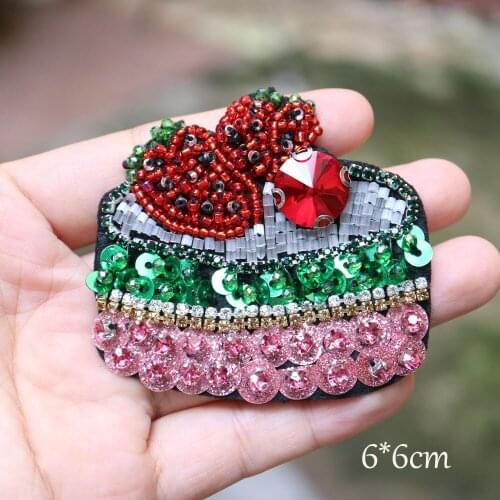 Fashion Handmade tassel flower rhinestone beaded patches for clothing DIY sew on patch embroidered applique cake sequins Parches