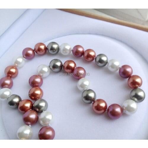 ! fashion jewelry 12mm Multicolor South Sea Shell Pearl Necklace 34" 2 piece/lot fashion jewelry JT5590