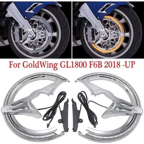 Motorcycle Accessories Chrome and Black Brake Disc Rotors Covers LED Cornering Lamp For Honda Gold Wing 1800 GL1800 F6B 2018 +Up